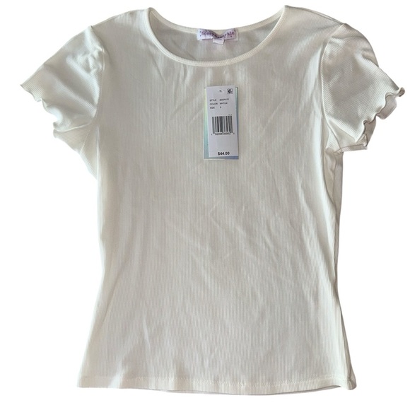 NWT White Ribbed Short Sleeve Crop Top - Picture 1 of 5